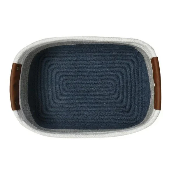 Cotton shelf basket rectangular tri color, 11x8x5 - Picture 4 of 5